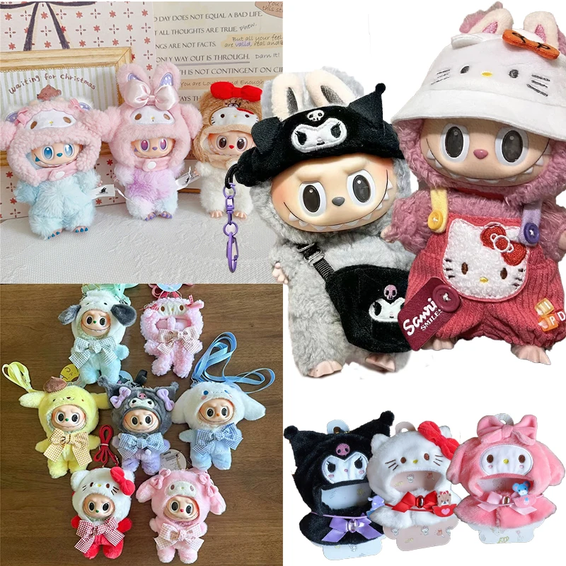 

For Labubu Doll Sanrio Clothes Hello Kitty Kuromi Melody Cinnamoroll Chiikawa Plush Clothing Lanyard Messenger Bag Accessories