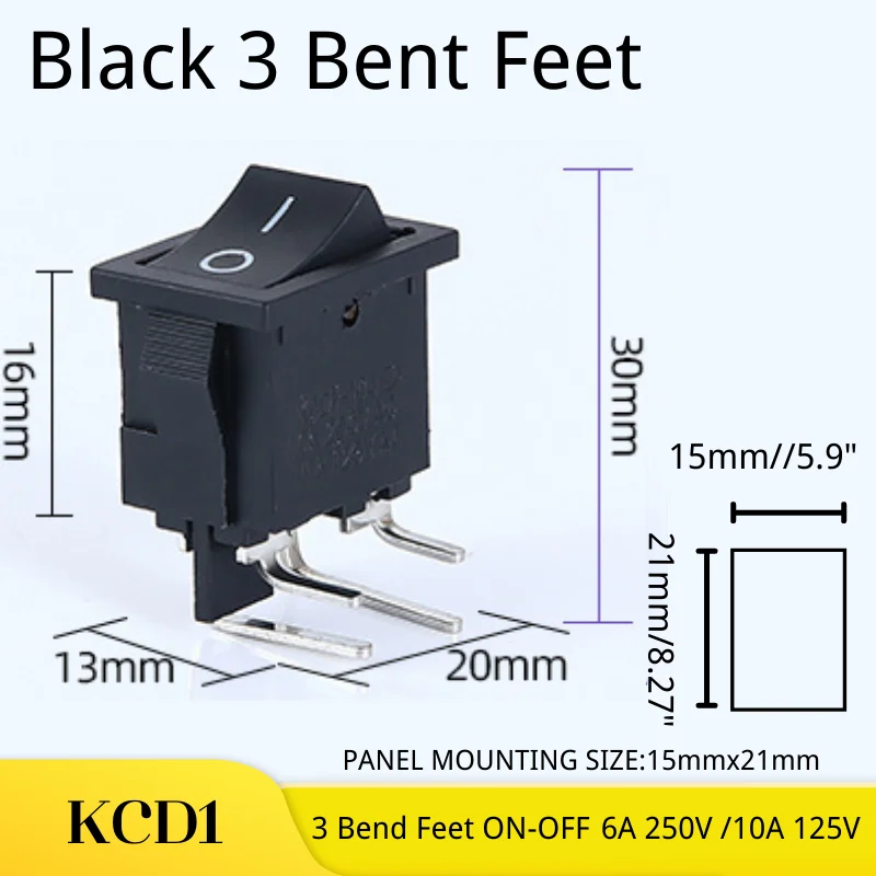 5Pcs/Lot Ship type switch/ Small Rocker Switch  KCD1-101N/104N/104 4 pin(4feet)/2Pins/3Pins with light 15*21mm 6A 250V /10A 125V