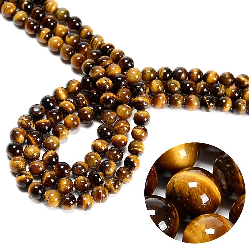 2 مللي متر/3 مللي متر/4 مللي متر/6 مللي متر/8 مللي متر/10 مللي متر/12 مللي متر حجر عين النمر الطبيعي الحقيقي الخرز لصنع المجوهرات البني السلس مطرز شارات صنع بيرلز
