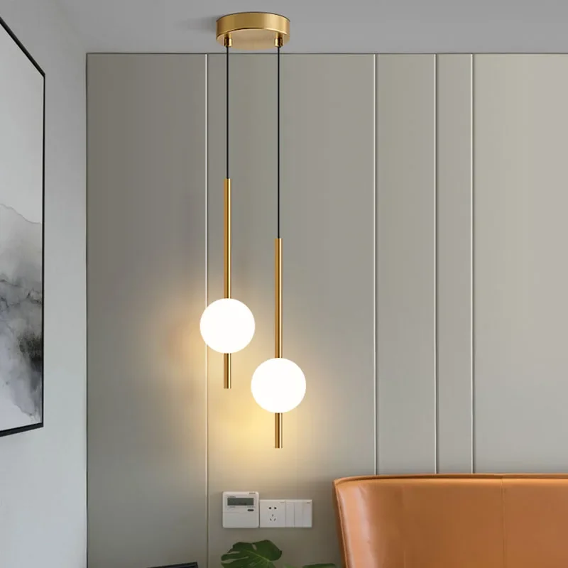 

Simple and Modern Double Headed Black Gold Pendant Light, Nordic Hanging Line Light, Luxury Pendant Lamp for Bedroom Background
