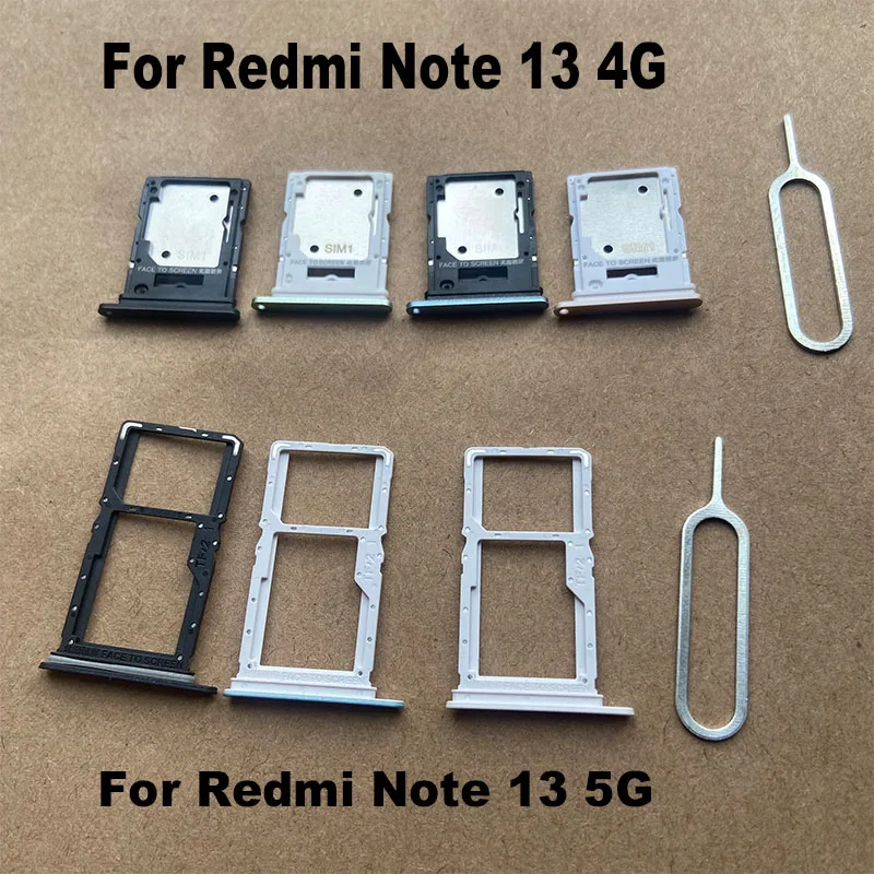 New For Xiaomi Redmi Note 13 4G 5G Sim Card Tray Slot Holder Socket Adapter Connector Repair Parts Replacement