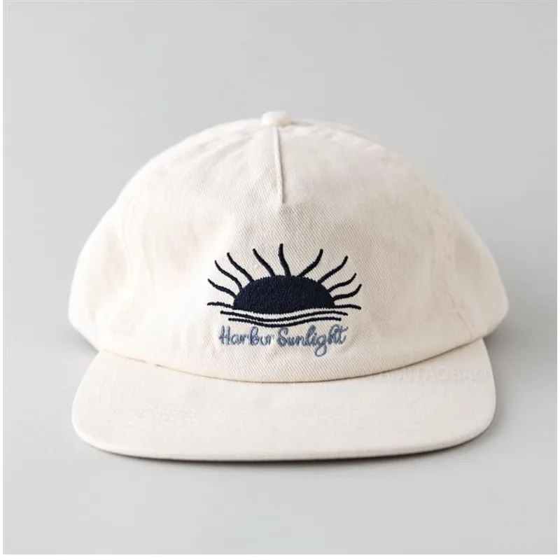 Retro Sun Embroidered Twill Baseball Hat American Casual Style Unstructured Cap Vintage Distressed Look Streetwear OOTD Cap