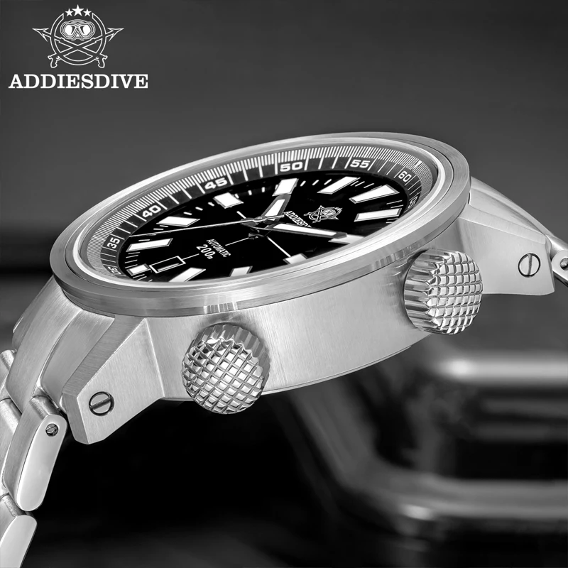 ADDIESDIVE AD2093 Super Luminous 200M Waterproof Watches Stainless Steel Sapphire Glass Fashion Men's Automatic Mechanical Watch