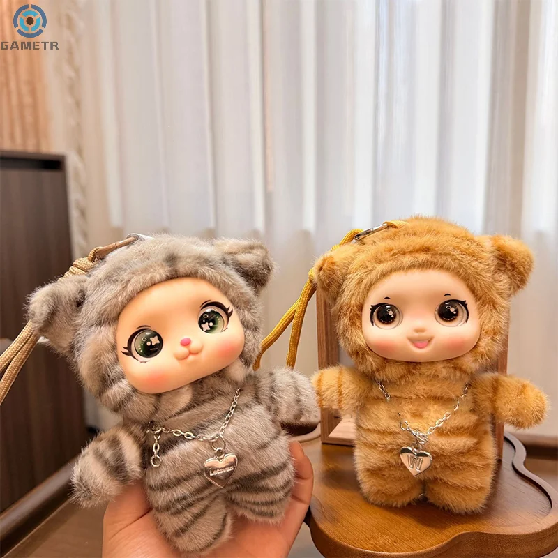 1PC かわいい漫画ヒョウシリーズ大きな目ビニール顔ぬいぐるみペンダントバックパック装飾ギフト