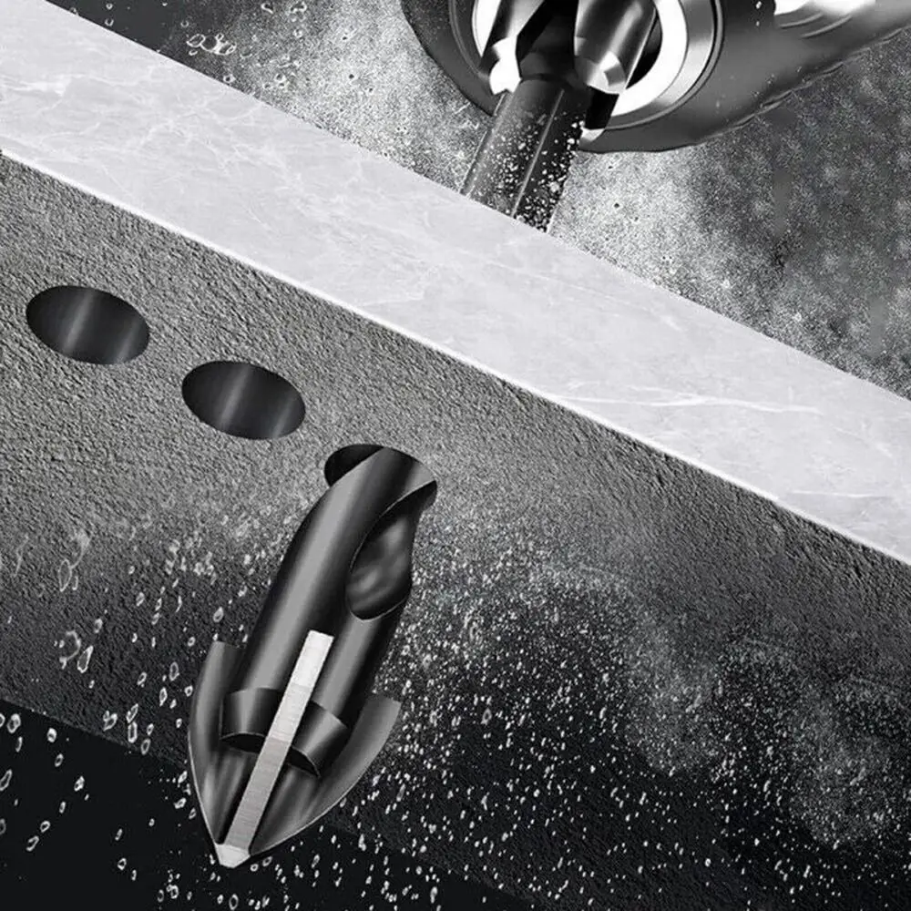 7 шт., набор черных 4-гранных крестовых сверл, многофункциональный открывалка для отверстий, набор сверл для бетона, высокая прочность