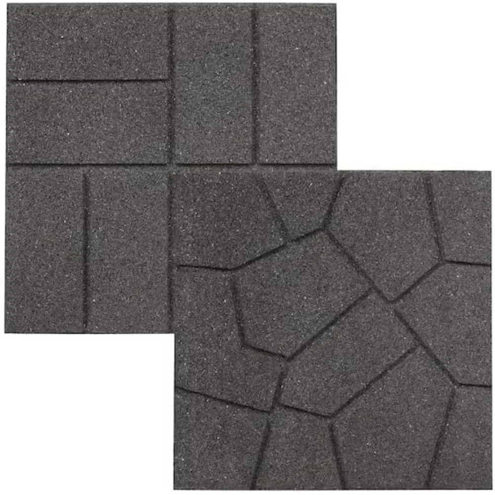 

16 "X 16" X 3/4 "rubber Double-sided Rubber Paving Tiles - (gray, 16 Tiles), Outdoor, Balcony, Garden Floor