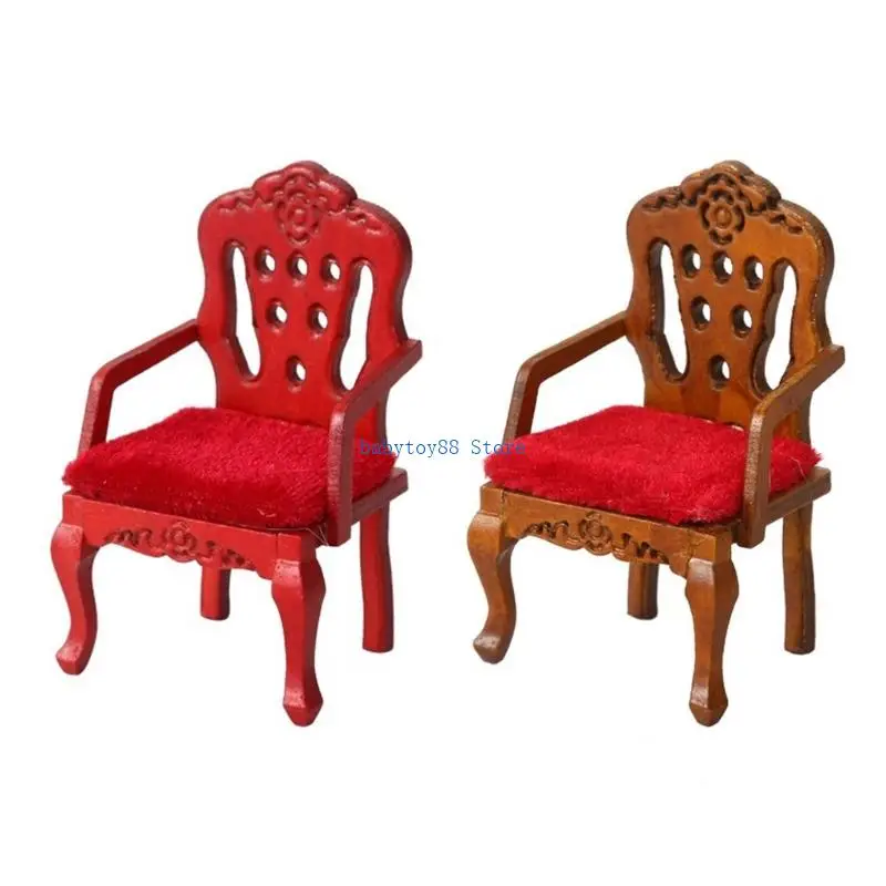 

Y4UD Doll House Vintage Chair Model Display Chair Toy 1:12 Scale Furniture