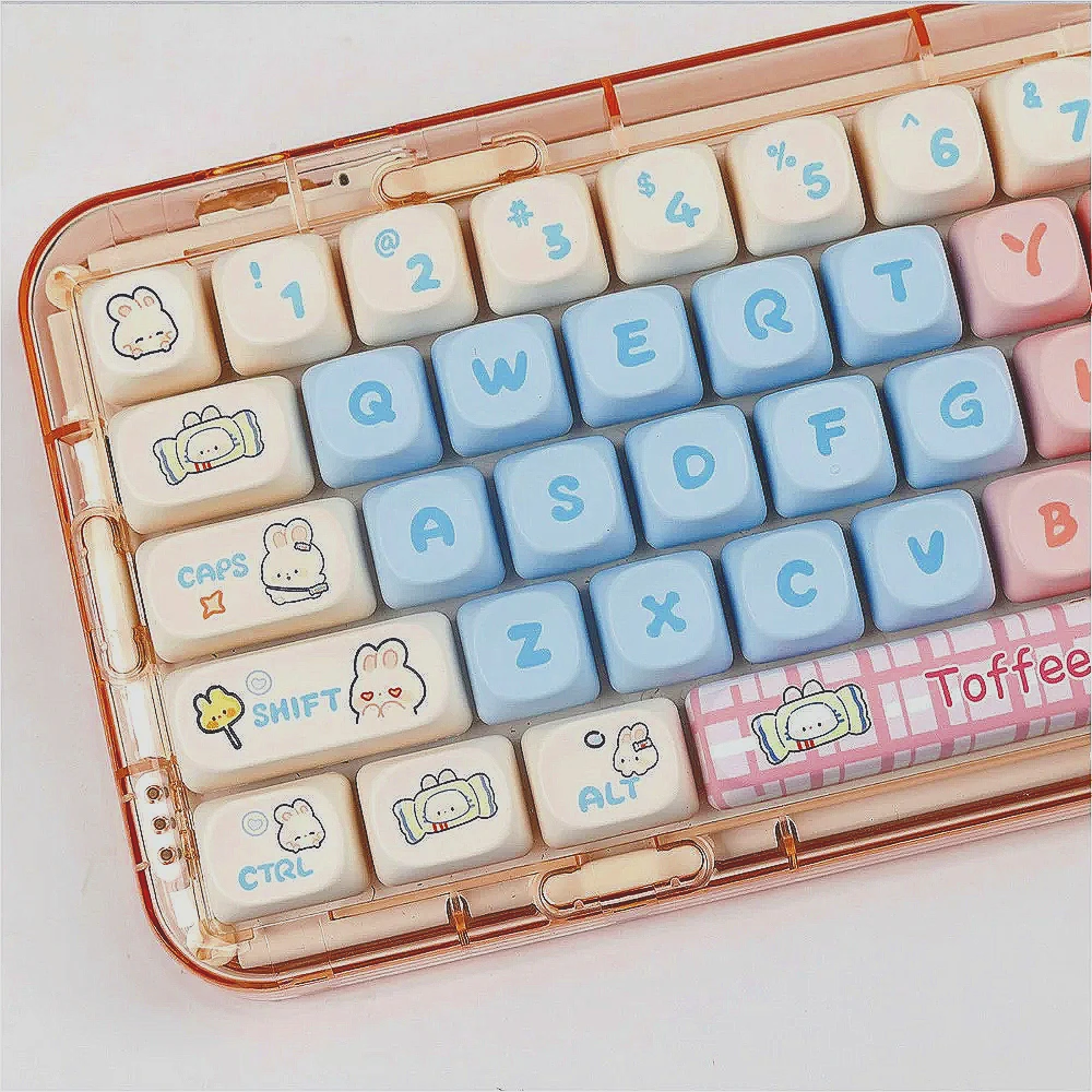 Milk Candy Bunny Keycaps Cute Cartoon Moa Keycaps Wooting Heat Sublimation Keycap Set for HI75 68 98 S99 104 Keyboard Switches