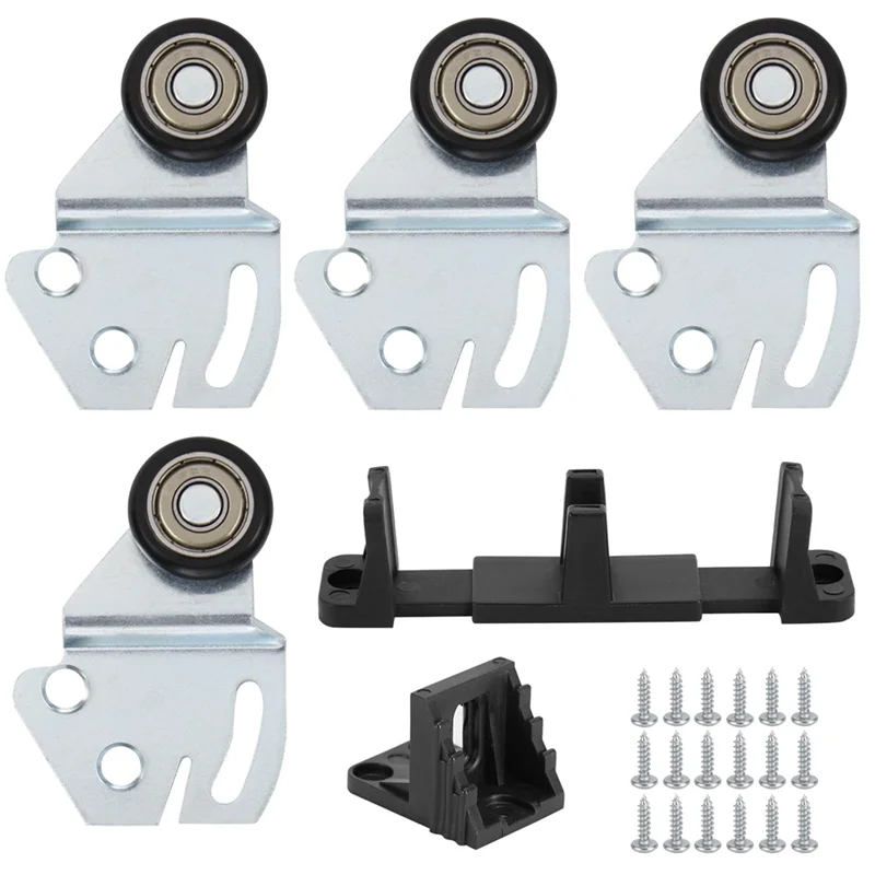B84B-Sliding Closet Door Roller Kit-Top-Hung Door Replacement Hardware Including 1-Inch Convex Ball Bearing Wheels