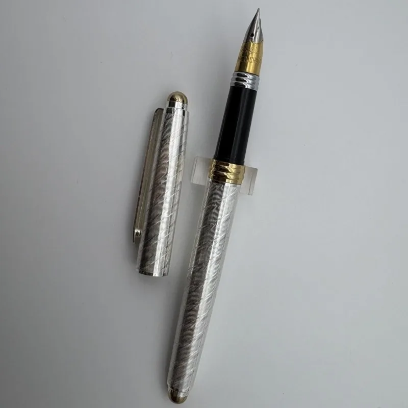 PK WINGSUNG 601,2027 Silver Wingsung Fountain Pens Triumph Nib Iridium Gold F 0.5mm Nib with Clip Writing Office Practice Gifts