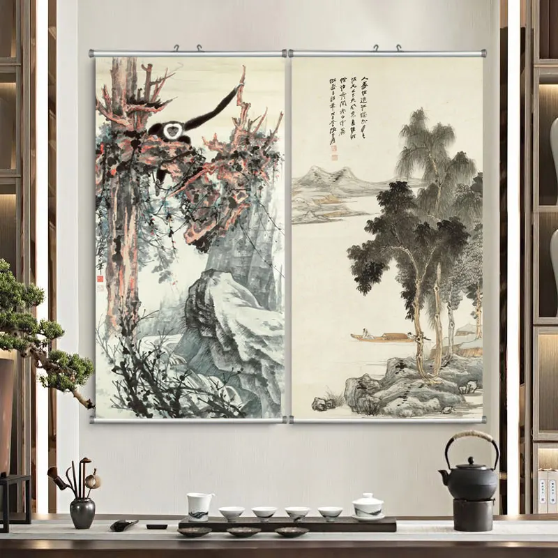 Zhang Daqian plain painted copy works of modern Chinese decorative painting living room bedroom entrance Jiangnan ALUMINUM  FRAM