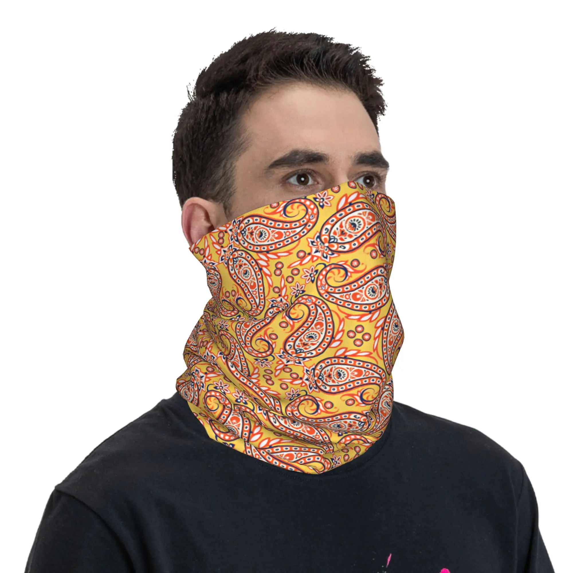 Outdoor Sports Balaclava Yellow Orange Classic Paisley Cycling Mask Soft Warm  Tactical Mask Funny Protection Neck Gaiter