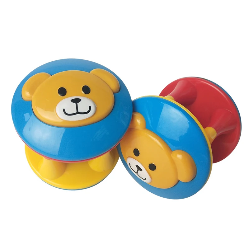 Cute Fun Baby Toys Cartoon Animal Ball Double-headed Bear Bells  Mobile   Rattle Infant Develop Intelligence Children Toy Gift