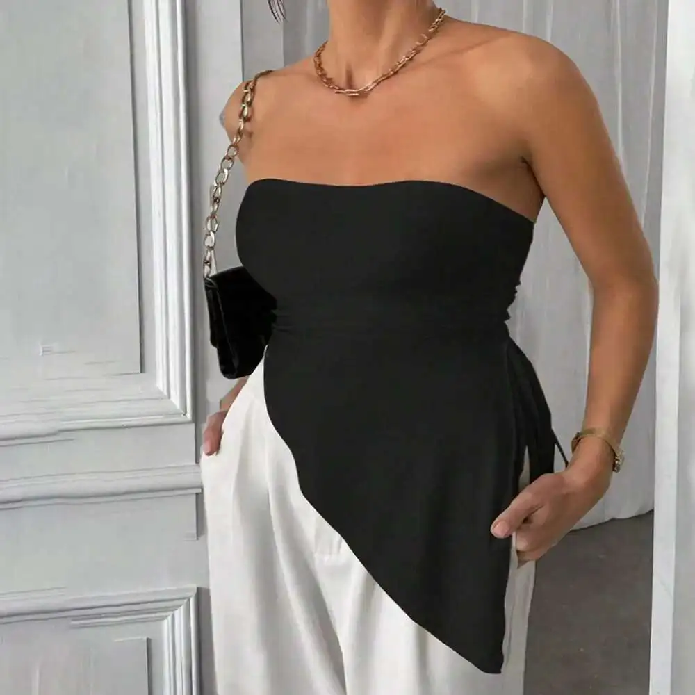 

Large Size Women's Sexy Style Strapless Vest for Autumn and Winter, New High-end Slim Fit Top Y2k Tshirt Shirts Blouses Woman