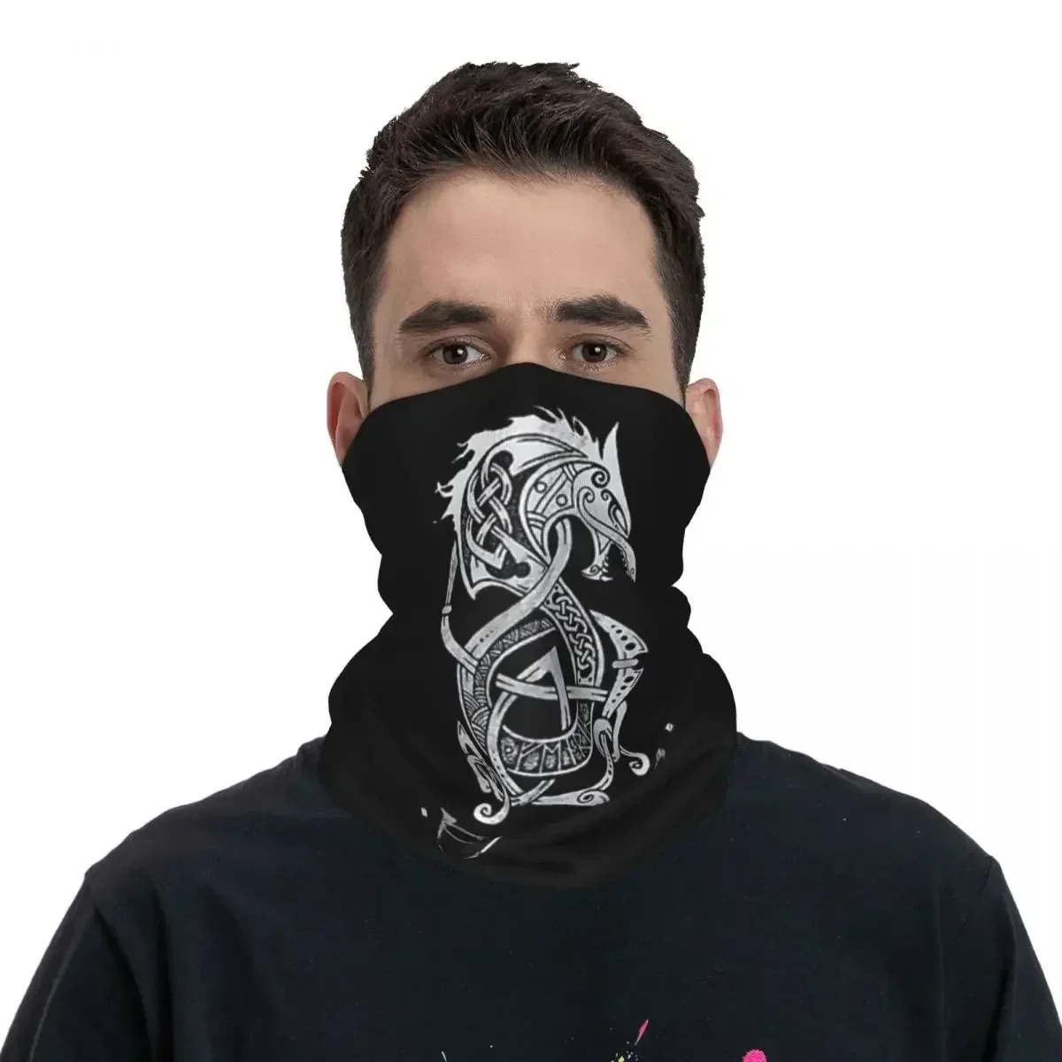 Viking Loki Son Fenrir Bandana Neck Gaiter Gedrukt De Wolf van Noorse Gezicht Sjaal Hoofddeksels Rijden voor Mannen Vrouwen Volwassen Wasbaar