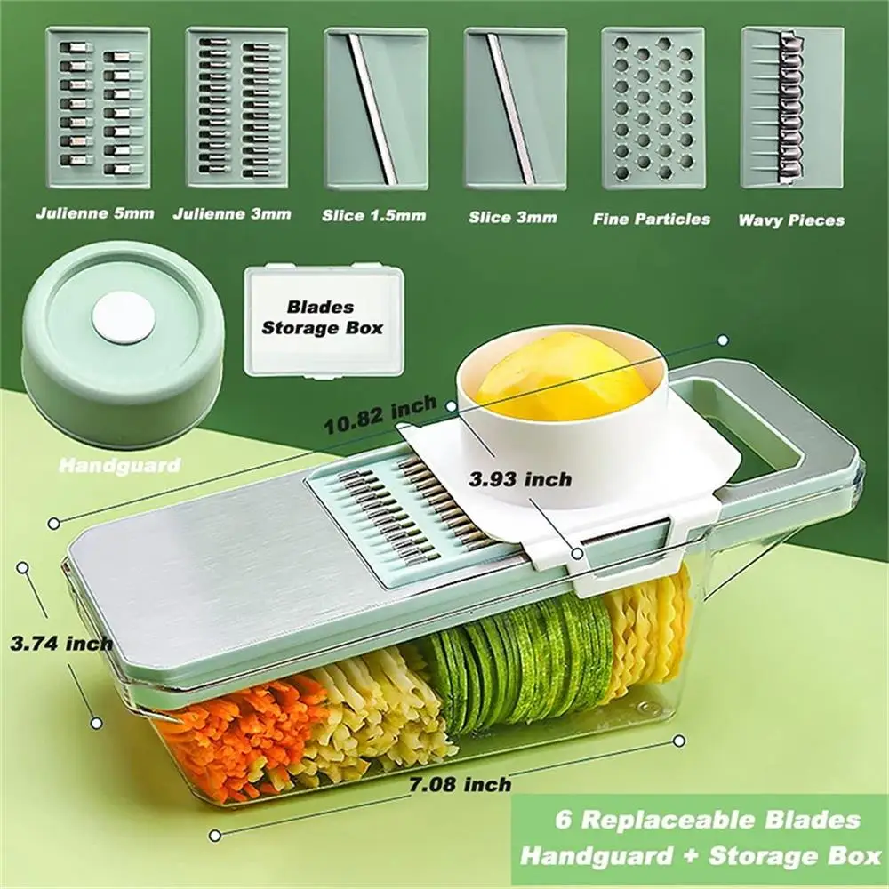 Multifunctional Vegetable Cutter Slicer Kitchen Household Potato Shredded Cucumber Artifact Stainless Steel Grater Kitchen Tools