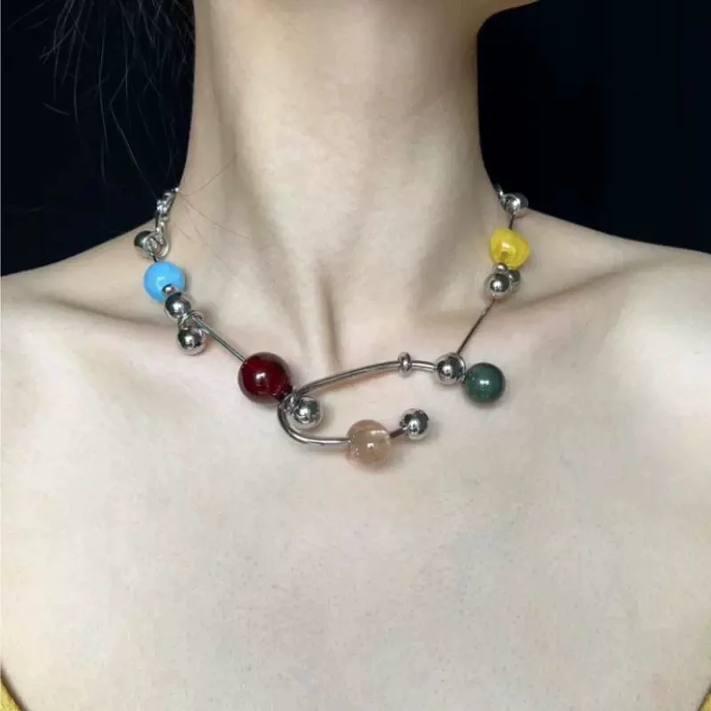 Fashionable And Trendy Colored Handcrafted Necklaces Fresh And Simple Punk Necklaces Jewelry Accessories For Men Women Gathering - view 2