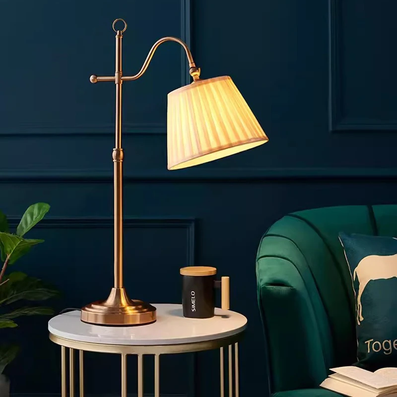 

Metal Bedroom Table lamp Personalized Creative European Cloth Desk Lamp Bedside Sofa Reading American Retro reading light