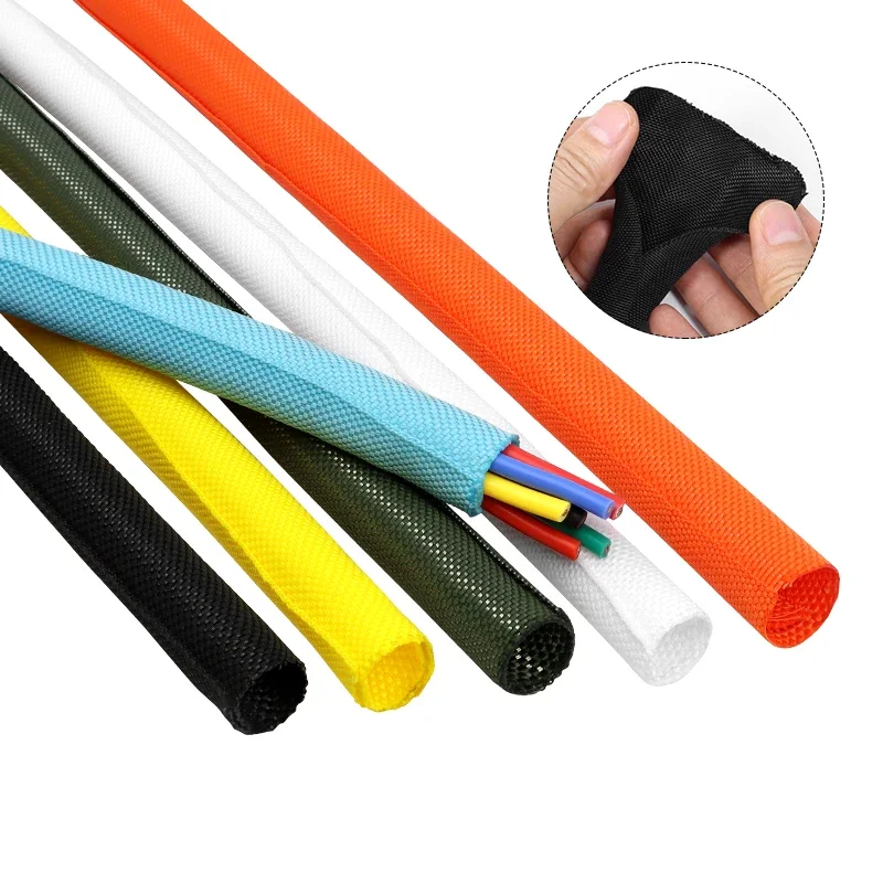 

Self-Closed Cable Sleeve 3mm ~ 38mm PET Braid Expandable Auto Line Management Flexible Loom Split Tube Wire Wrap Protect Sheath