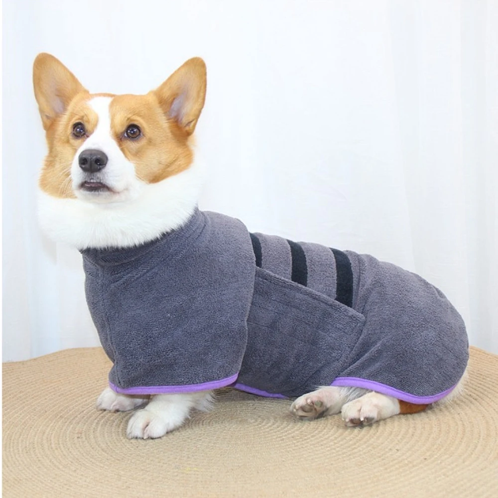 Dog Bathrobe Microfiber Dog Cat Drying Coat Super Absorbent Luxurious Soft Pet Bath Towel Adjustable Warm Puppy Bathing Supplies