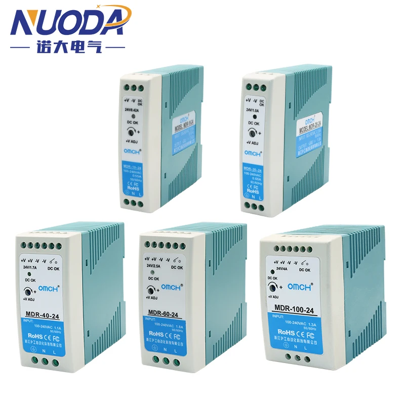 DIN -Rail LED Switching Power Supply MDR-10 MDR-20 Transformers Overload Protection Economical Thin Manufacture 5 12 24 Volt