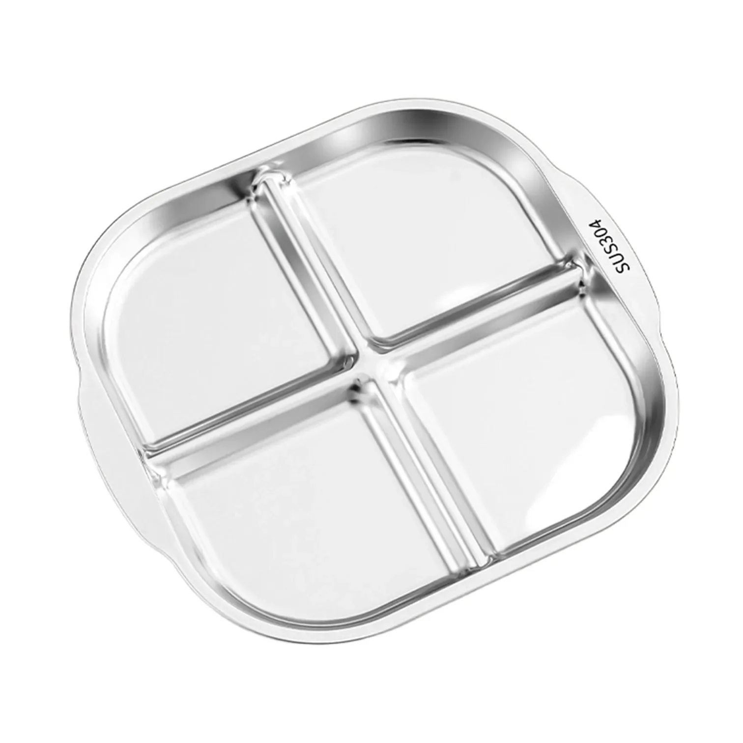 Certified Pure 304 Stainless Steel Balanced Diet Tray Ultra Thick Fall Resistant Children-safe Cafeteria Food Comtainer