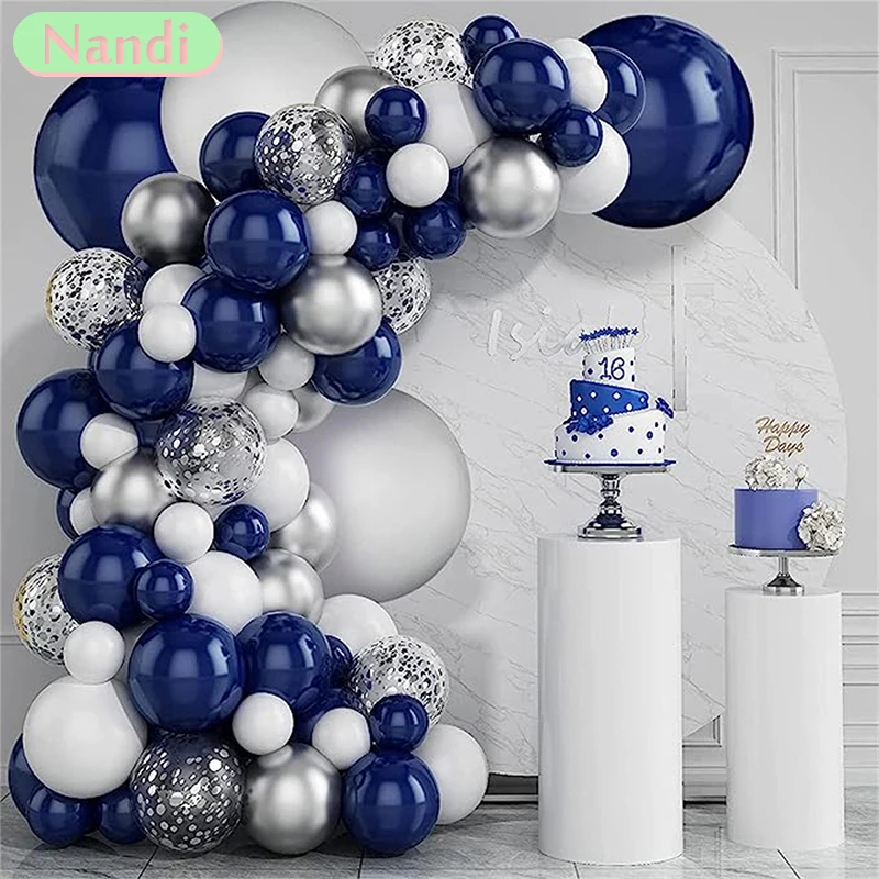 

Blue Metallic Balloons Garland Kit Gold Confetti Balloon Arch Birthday Party Decoration Kids Wedding Birthday Baby Shower Boy