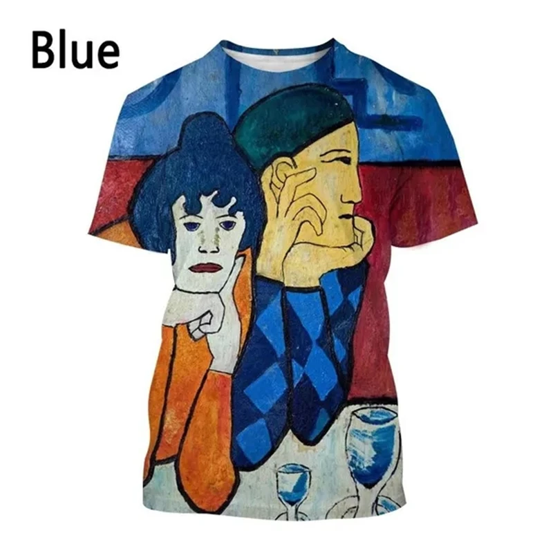 3D Printed T-shirt Pablo Picasso Classic Oil Painting T Shirts Men\'s And Women\'s Clothing Summer Casual Short-sleeved Tops Tees