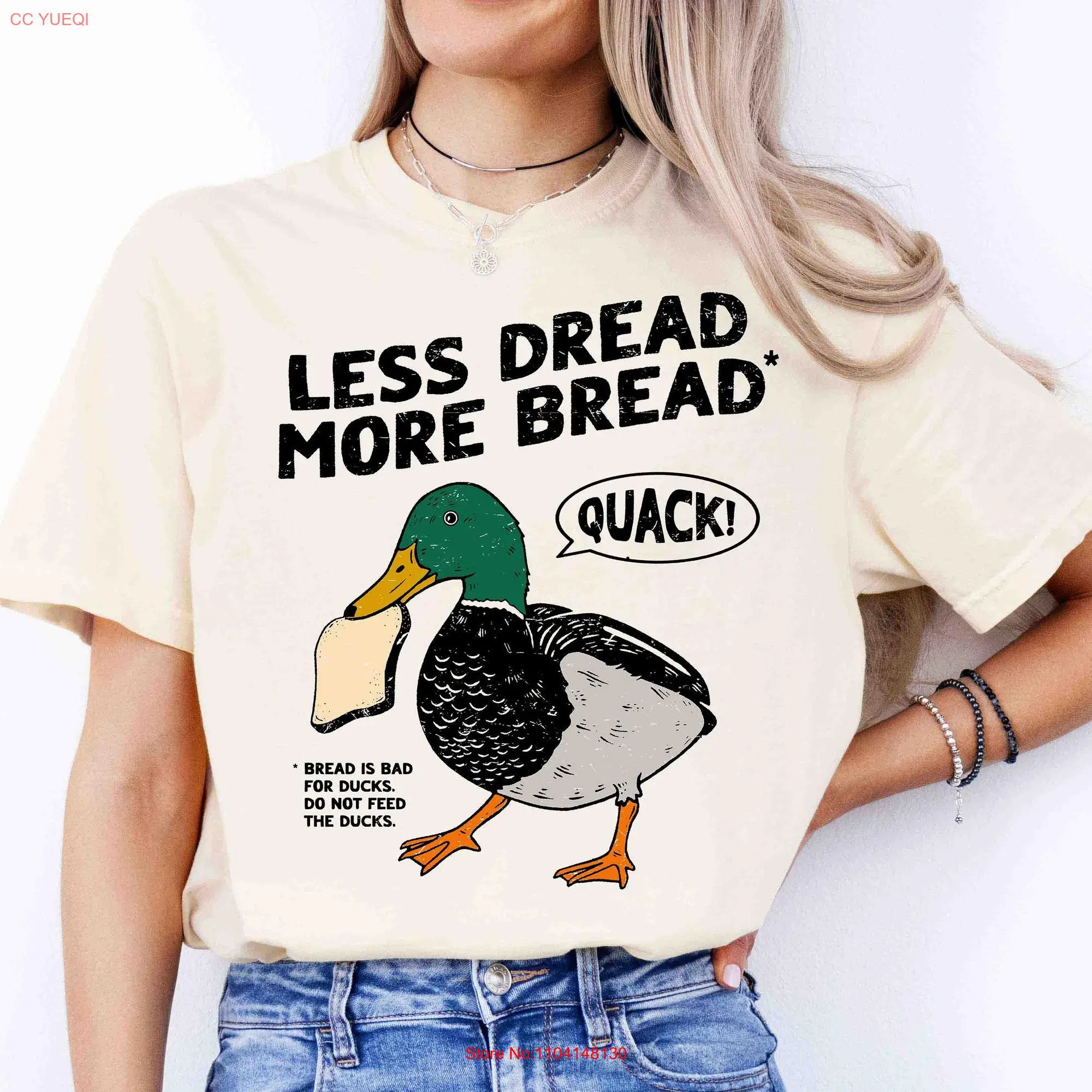 Less Dread More Bread Mallard Duck T Shirt Funny Weird for Friend Comfort Colors long or short sleeves