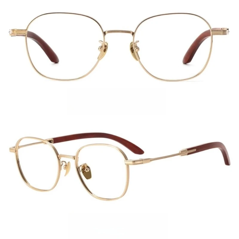 

Rosewood legs ultra-light pure titanium glasses frame retro trendy large frame myopia glasses big face high-end