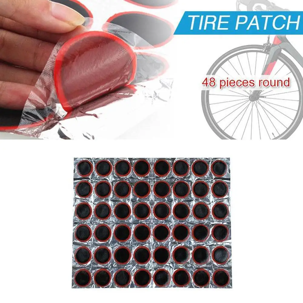 48 Pieces Rubber Puncture Patches Bike Tire Inner Tube Outdoor Glueless Tool Puncture Repair Patch Emergency Repair Kit M0U5