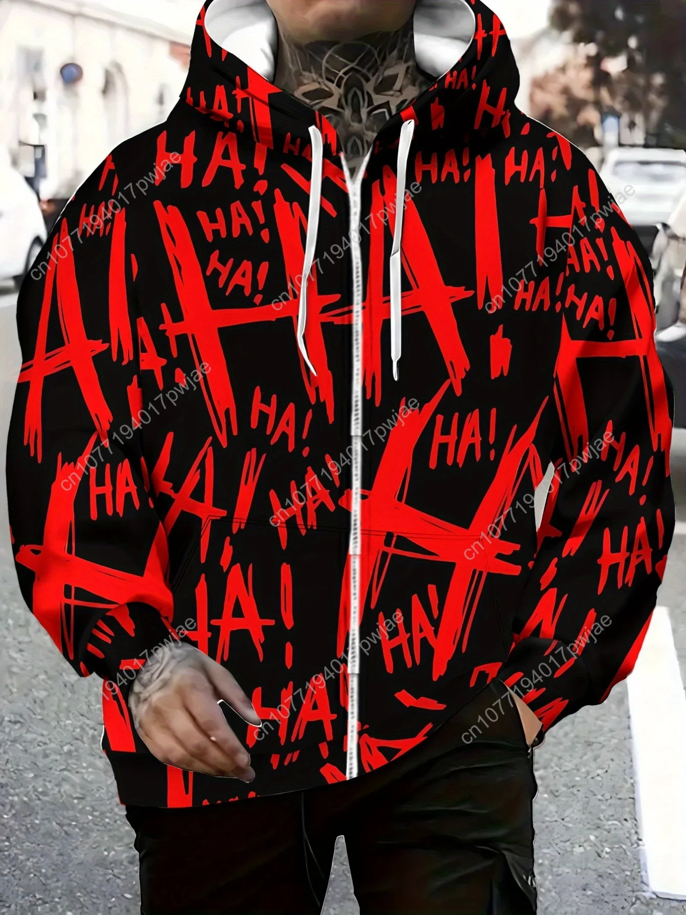 Мужская кепка на молнии с длинными рукавами, спортивная одежда, стильная красная и черная куртка с принтом граффити для активного отдыха, легкая дышащая куртка