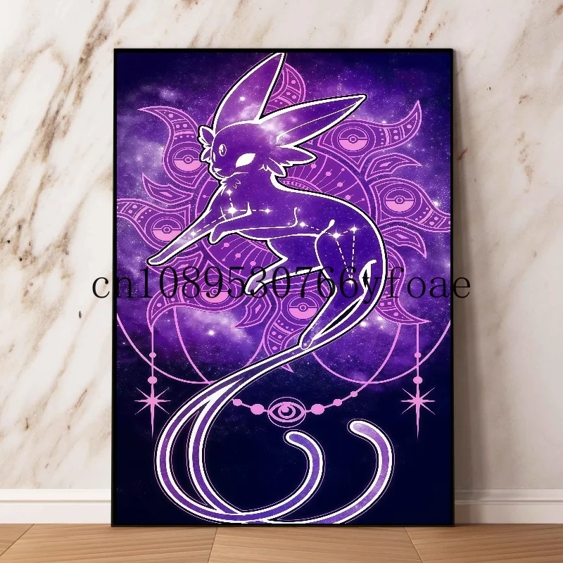 Lukisan Kanvas HD Pokemon Anime Klasik Jepang Poster Eevee Mew Cetak Gambar Seni Dinding Cat Air Dekorasi Rumah Modern Hadiah Anak-anak