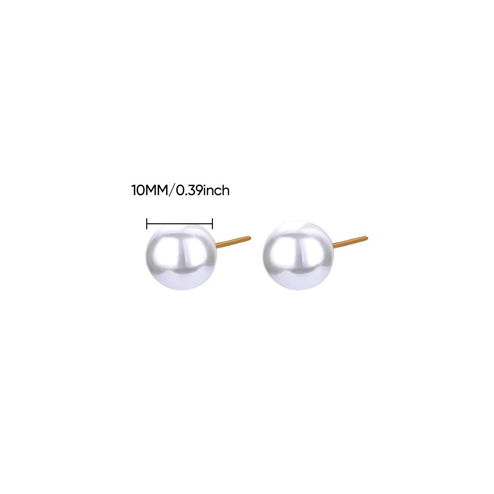 5mm 8mm 6mm 10mm 12mm Imitation Pearl Earrings For Women Gold Color Stainless Steel Stud Earrings Piercing Jewelry aretes
