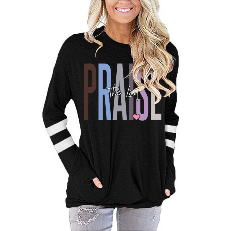 Fall Long Sleeve T-shirt Women Faith Can Move Mountain Graphic Tee Religious Believe Shirts Praise The Lord Christians T-shirts