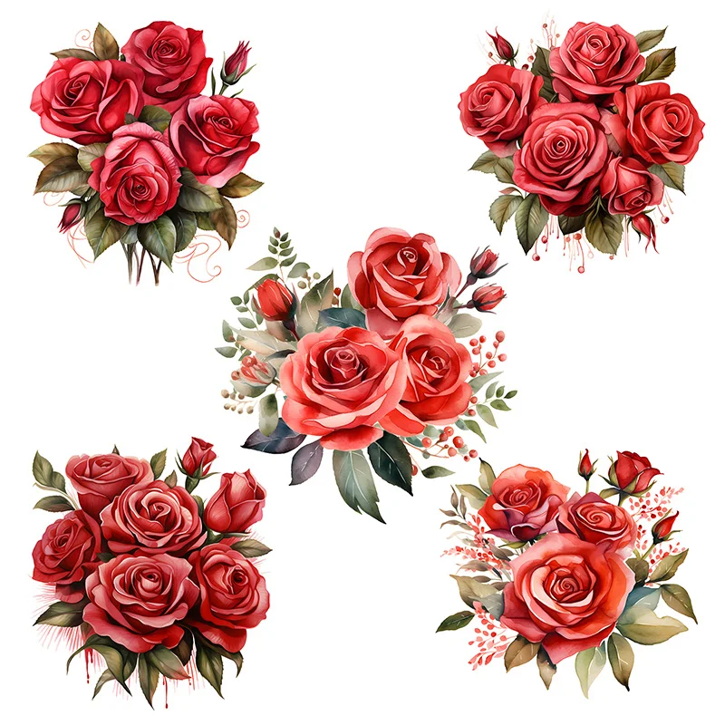 

C1246# Red Rose Self-Adhesive Toilet Stickers,Wall Decal Removable, Reusable Vinyl Car Sticker for Bathroom Decor