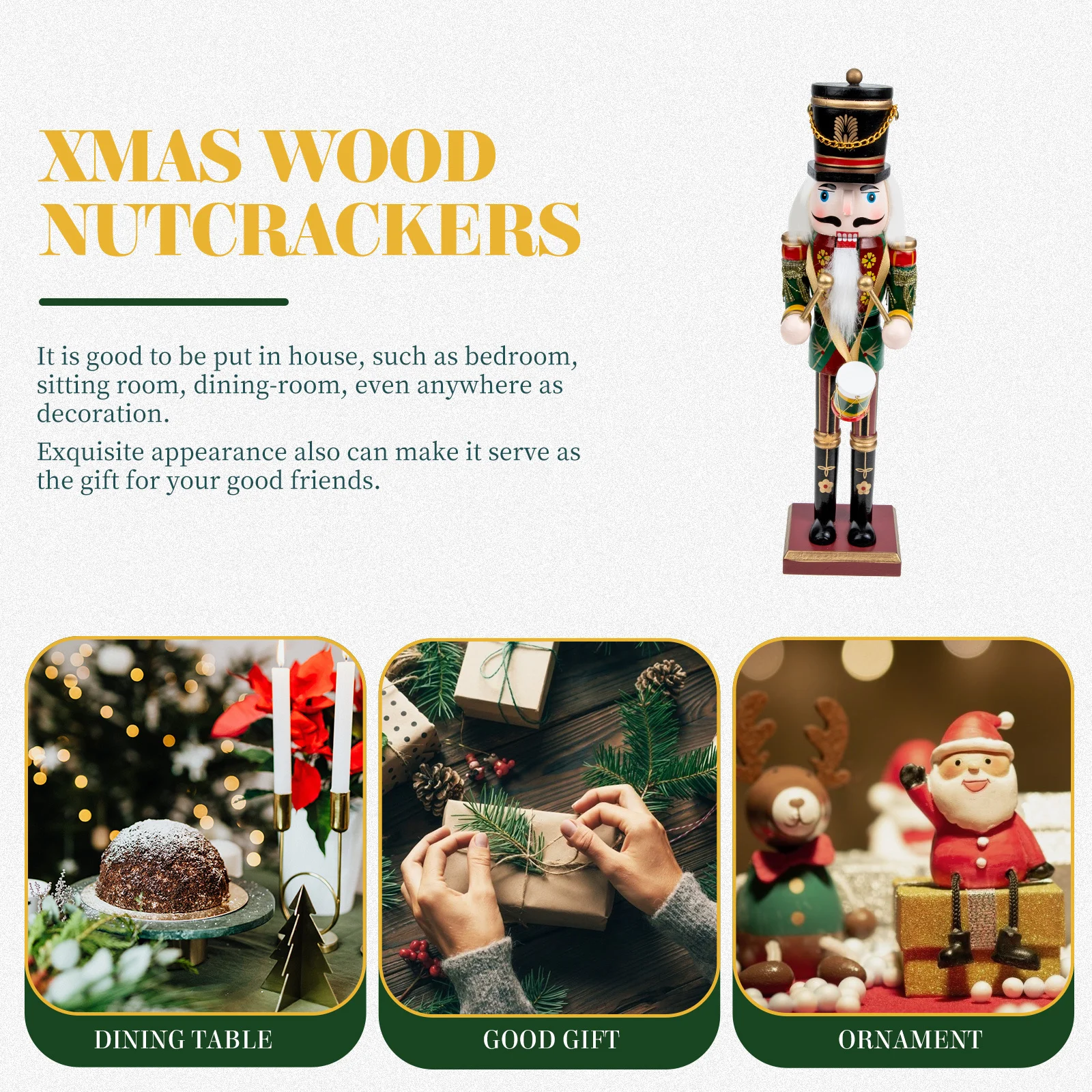 

1pcs Desktop Xmas Wood Decoration Wooden Puppet Christmas Gift Festival Home Decor Table Nutcracker Decoration Ornament