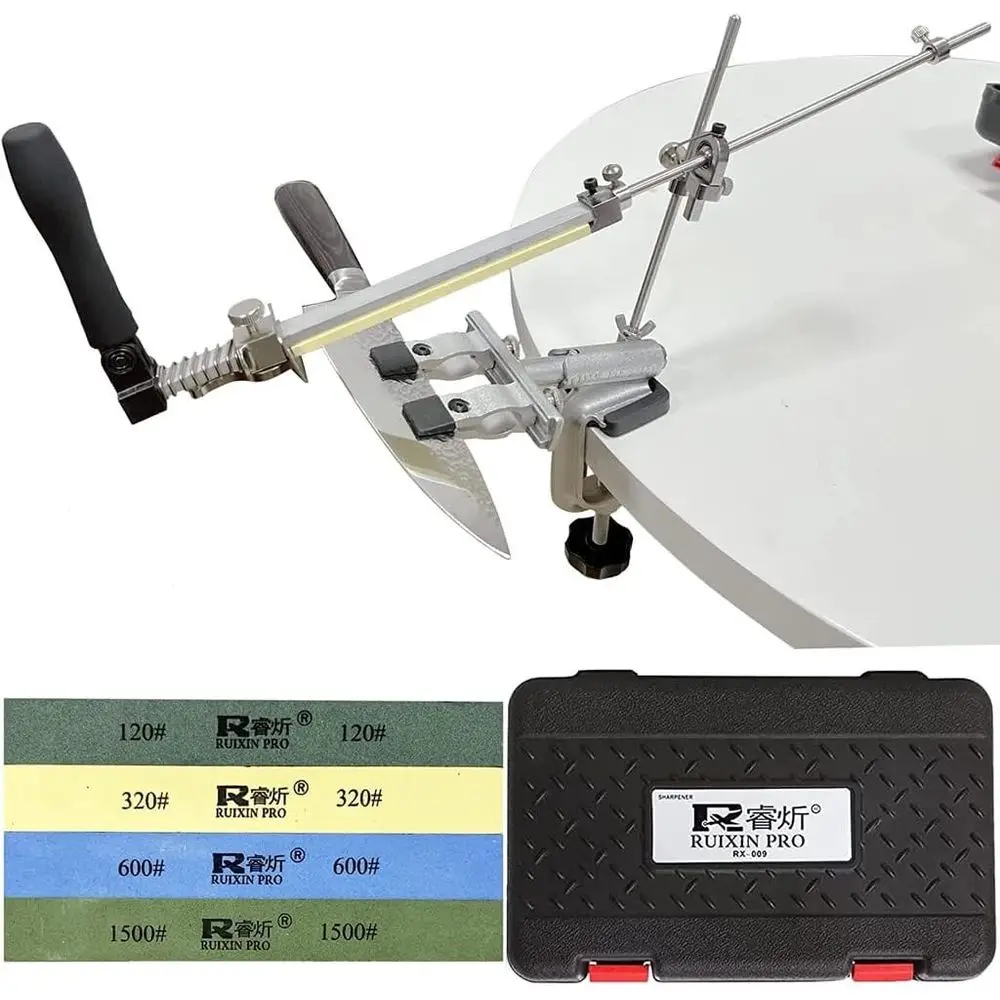 

Улучшенный профессиональный кухонный набор RX-009 из нержавеющей стали 2023 года с углом заточки 360 градусов и 4 точильными камнями, черный