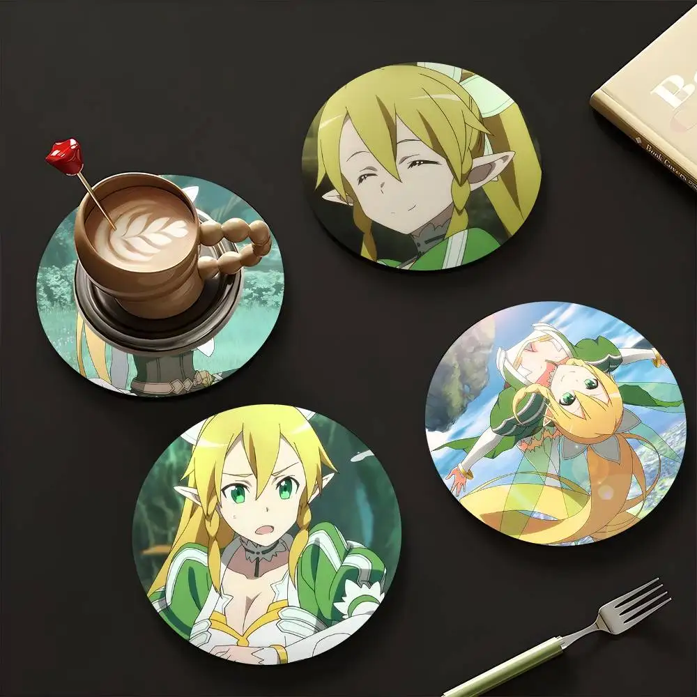 1pc Leafa Sword Art Online Wooden Coaster Colour Printing Cup Mat Home Desk Decoration Gifts