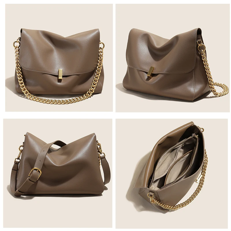 Modna torba na ramię z prawdziwej skóry bydlęcej dla kobiet o dużej pojemności z pojedynczym paskiem Torba na ramię Bolsas De Mujer