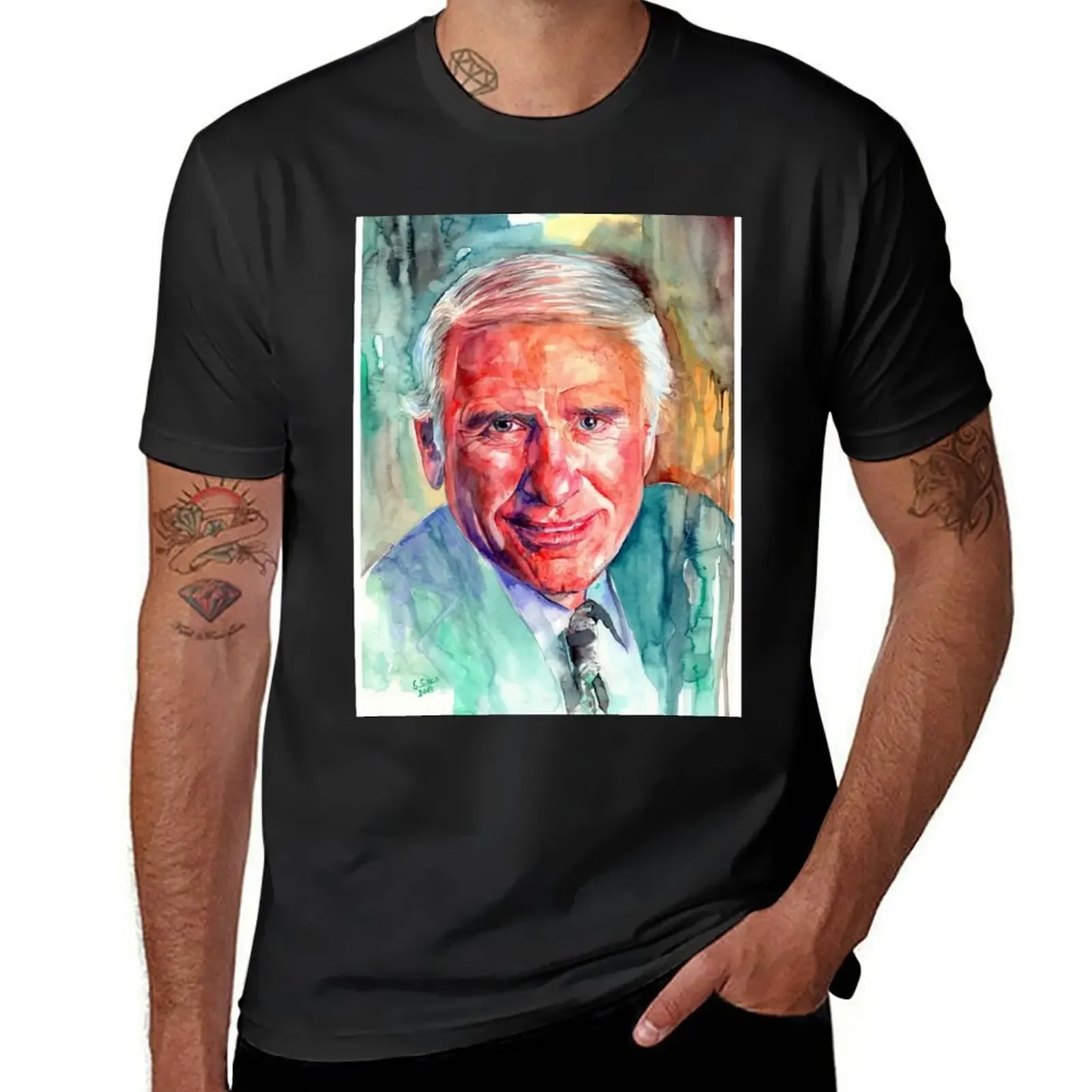 Jim Rohn Portrait T-Shirt street wear vintage t shirts rapper graphic tees T-shirt men