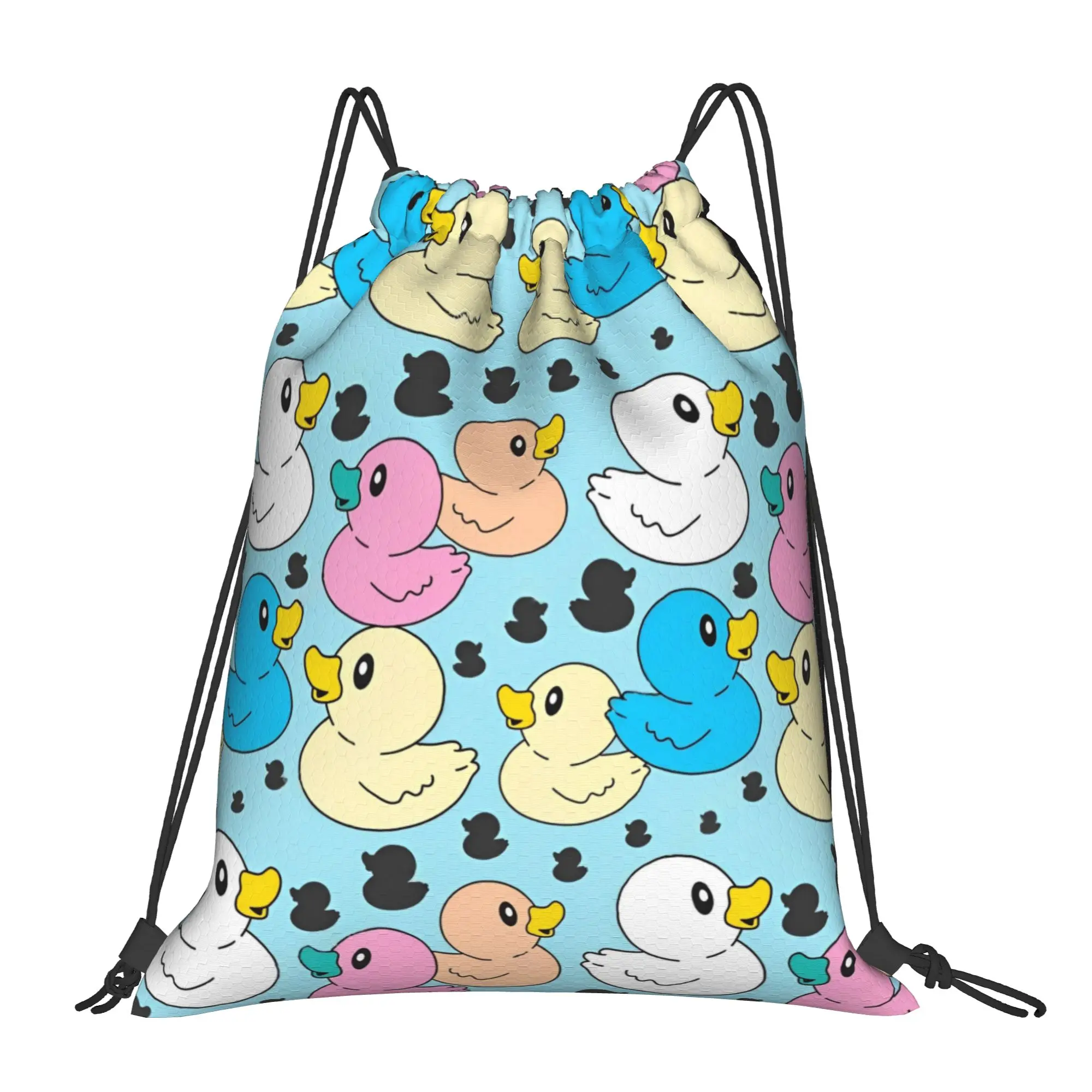 Cute Duck Cartoon Drawstring Backpack Sports Gym Bag Water Resistant  String Sackpack for Hiking 36cm (W) x 43cm (H)