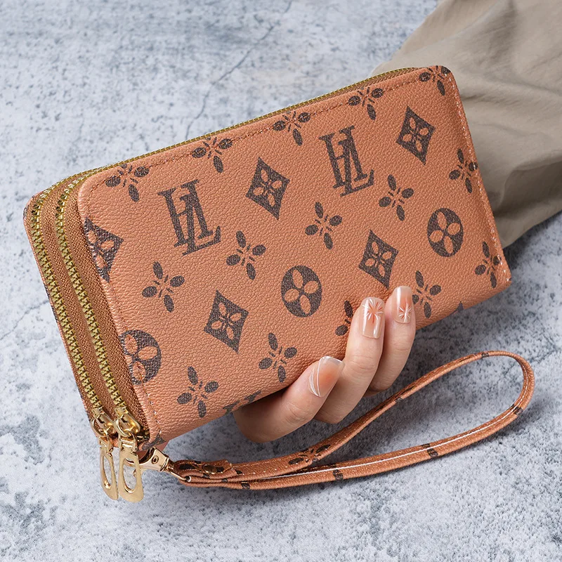 

Large Capacity Ladies Double Layer Zipper Wallet Mobile Phone Clutch Bag Handbag Multi Functional Fashionable Women's Purse