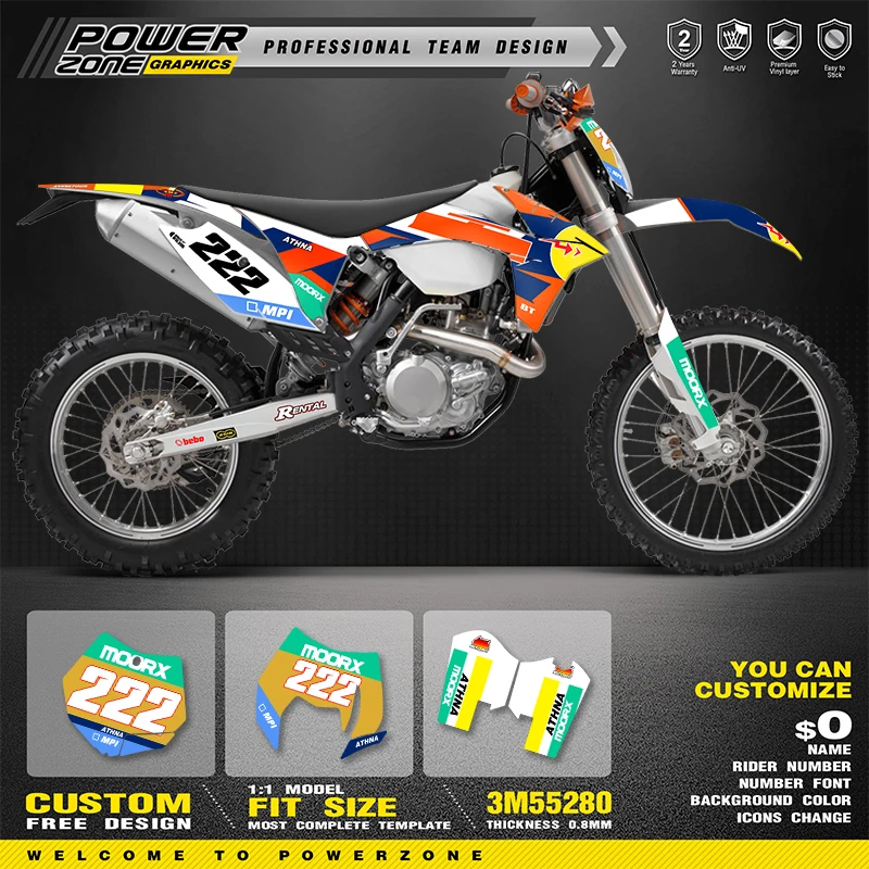 PowerZone For KTM EXC EXC-F 11-12 SXF 12-13EXC 150 200 250 300 350 450 500 Motorcycle Graphics DECALS Stickers Kits SIXDAYS