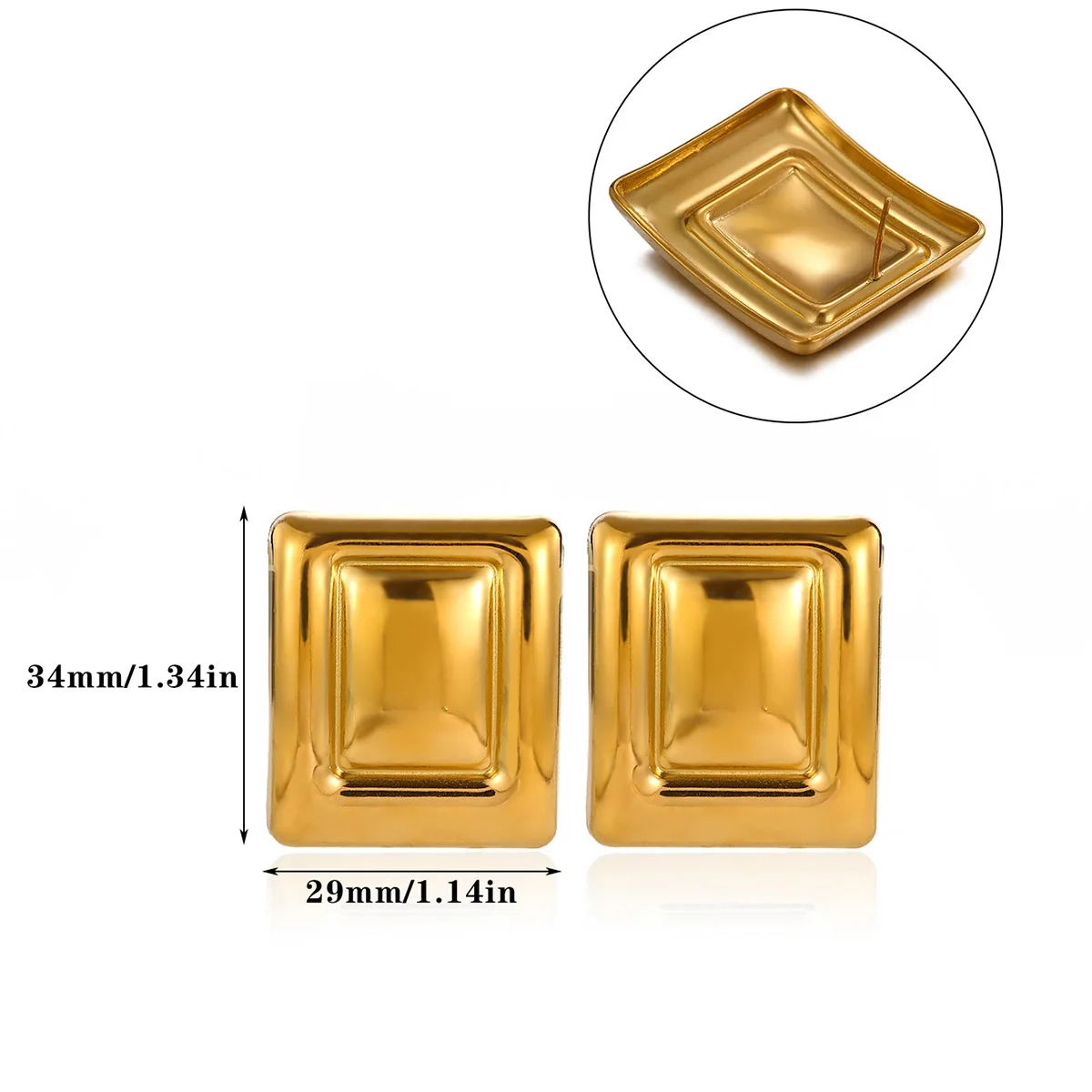 Vintage Geometric Square Earrings For Women Gold Plated ‌Stainless Steel Rectangular Earring Wedding Party Fashion Jewelry Gift