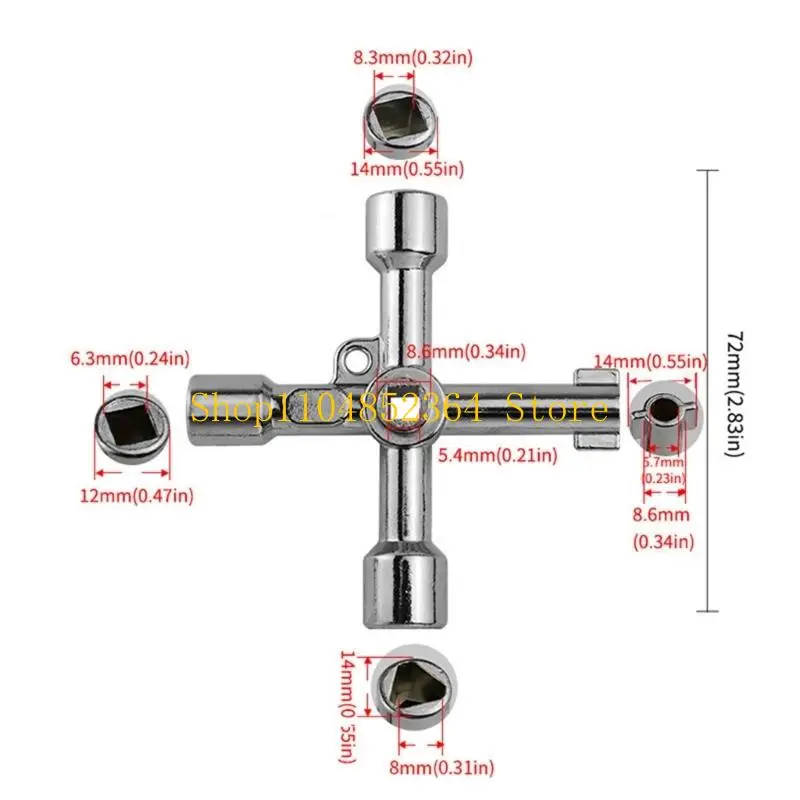 652F 4 Way Wrench Universal Square Wrench Tool for Elevator Electrical