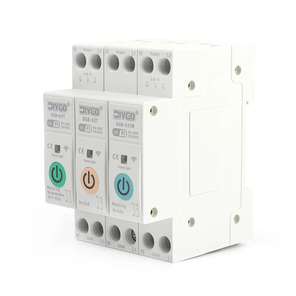

1P+N WiFi Smart Switch 1-63A Adjustable MCB With Energy Meter kWh Monitoring Timer Relay Tuya Smartlife Control Smart Breaker
