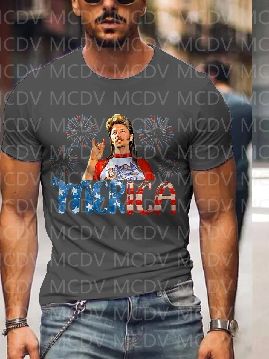 Onafhankelijkheidsdag Joe Dirt Merica Vierde Van July Casual T-Shirt De Kleurrijke De Beste Hij Hem Gat Lgbt3d Geprint T-Shirt