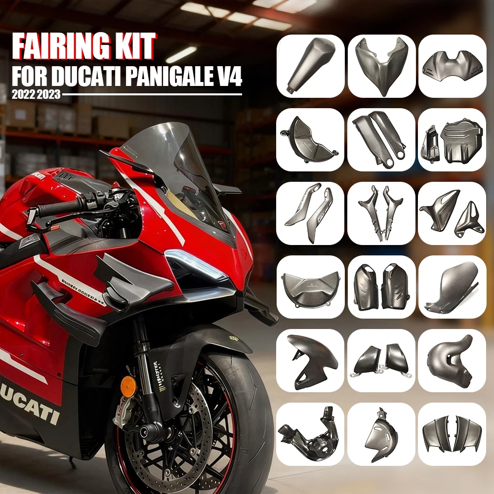 Echtes 3K-Carbonfaser-Verkleidungsset für DUCATI Panigale V4 V4S V4R 2022 2023 Motorradzubehör Modifizierte Teile Plain Matte NEU