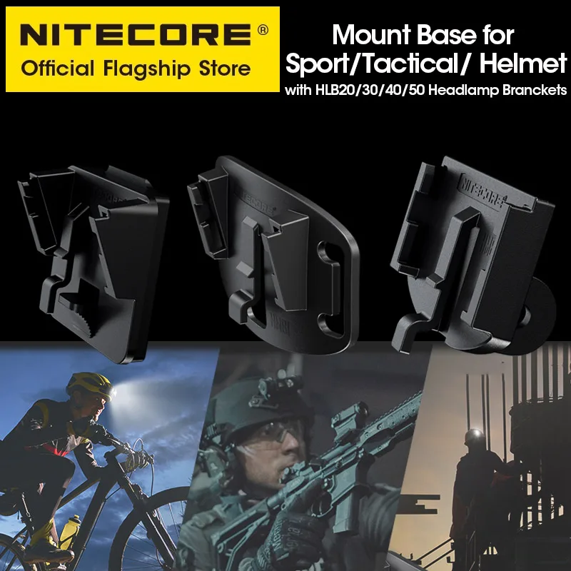 NITECORE Headlamp Branket Holder for NU21 NU25 NU31 NU33 NU40 NU43 NU50, HMB1 for Sport Universal Tactical Helmet Mount